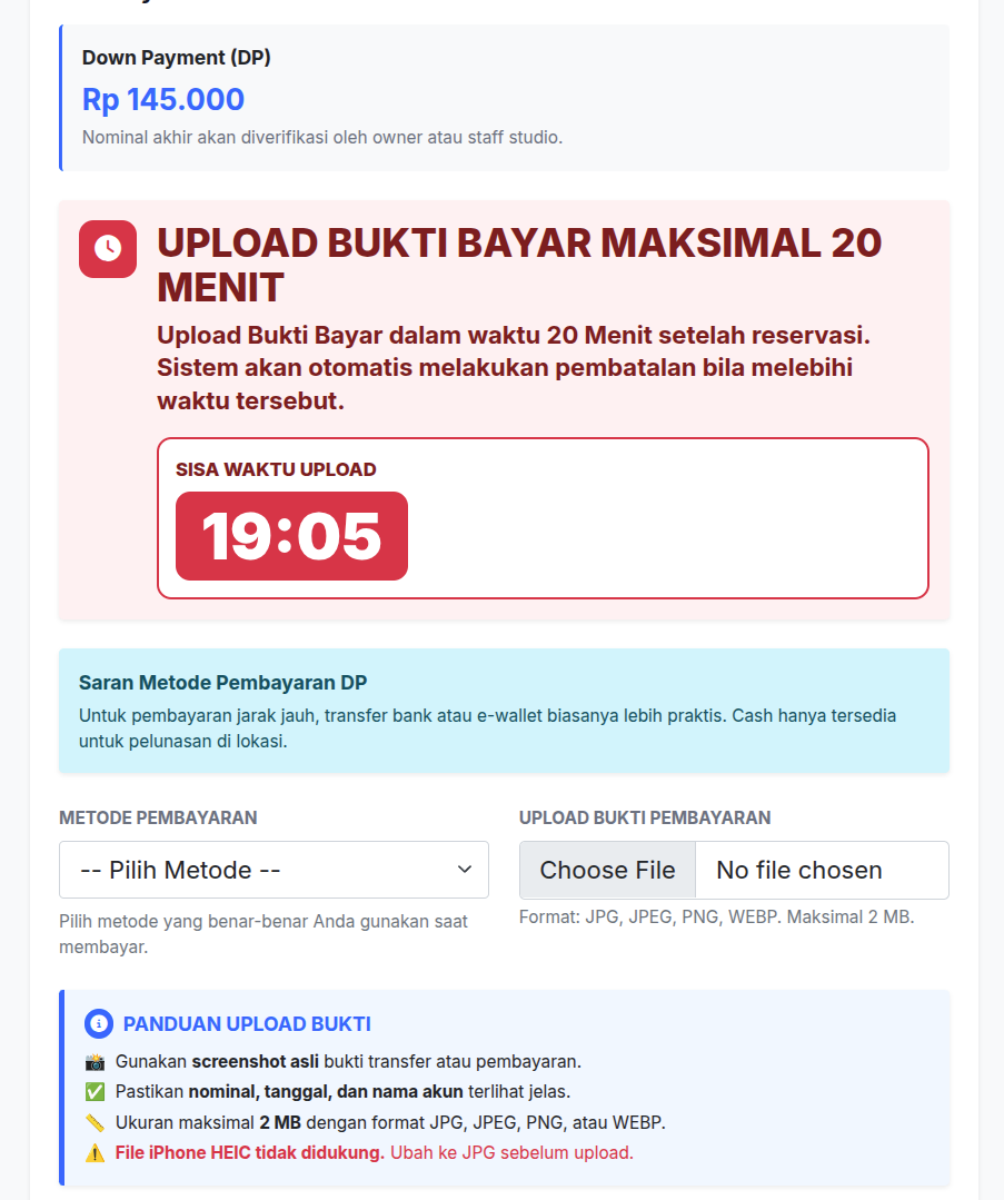 Tampilan pembayaran booking
